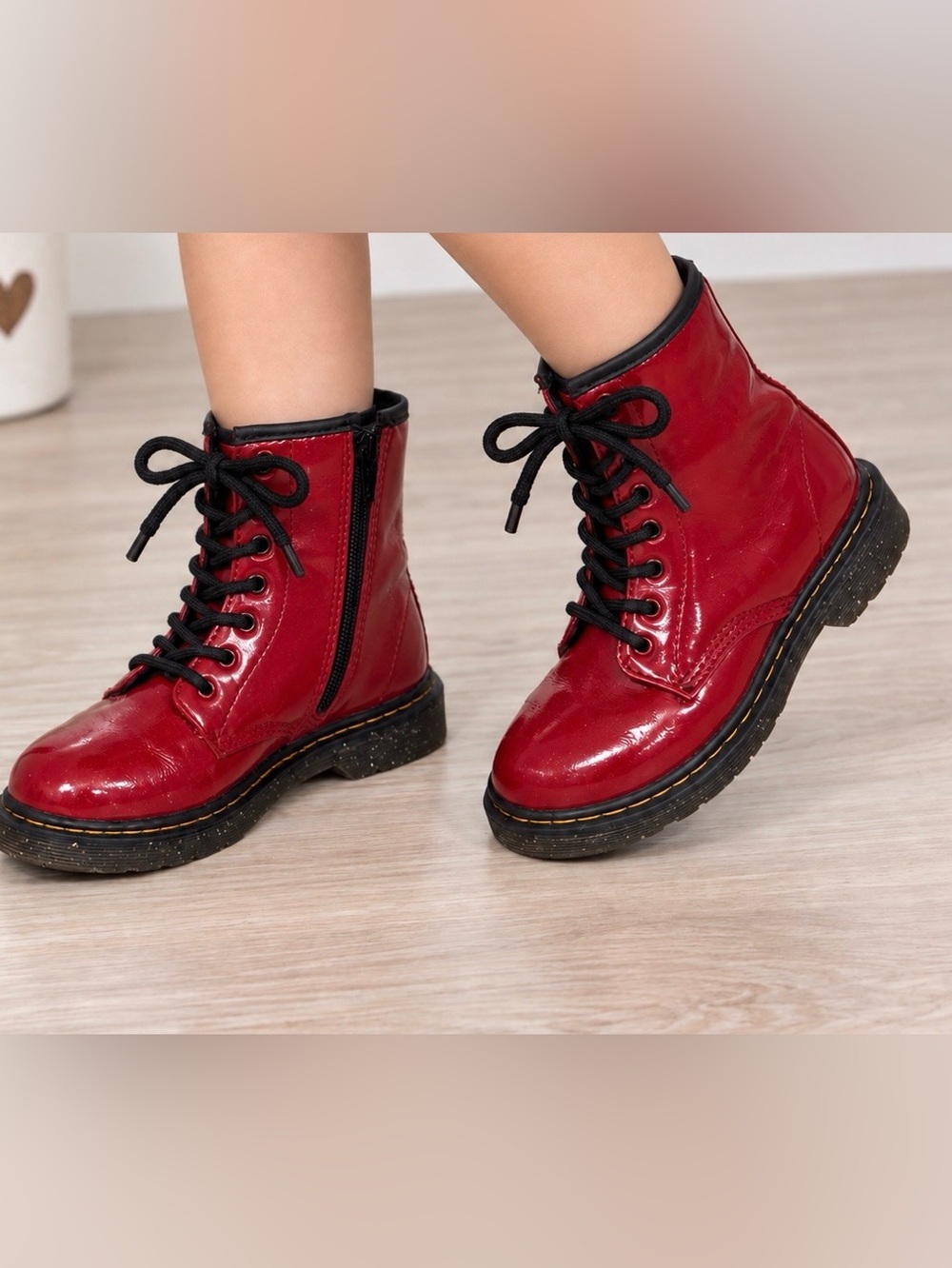 Dr. Martens Red Patent Lace-Up Kids Boots
